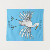 Great egret Cartoon Wandteppich (Vorderseite (Horizontal))