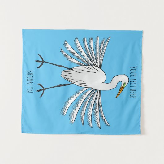 Great egret Cartoon Wandteppich (Vorderseite (Horizontal))