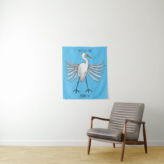 Great egret Cartoon Wandteppich (Beispiel)