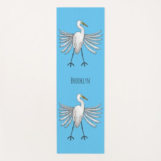Great egret Cartoon Yogamatte (Vorderseite)