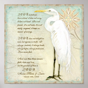 Great Egret Coastal Beach - Hochzeit Personalisier Poster