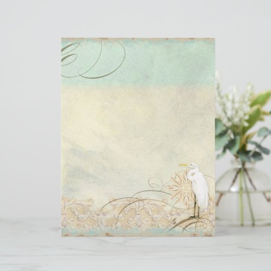 Great Egret Coastal Beach - Mit Monogramm Geschirr (Stehend Vorderseite)