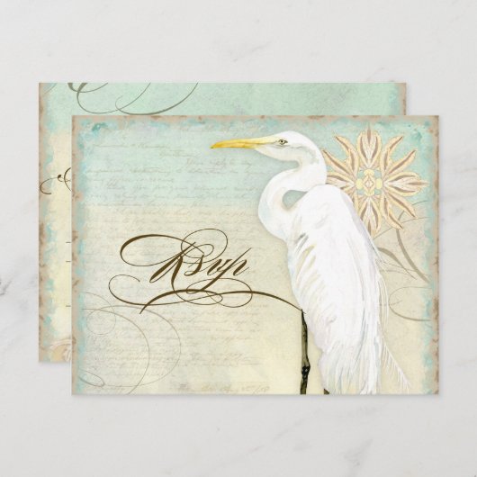 Great Egret Coastal Beach - UAWG Response Postcard Einladungspostkarte (Vorne/Hinten)
