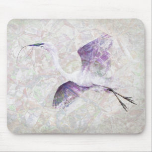 Great Egret Digital Art Mouse Pad Mousepad
