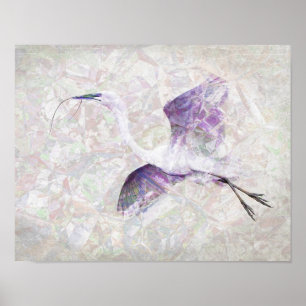 Great Egret Digital Art Poster