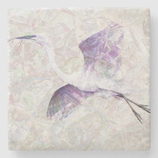 Great Egret Digital Art Stone Untersetzer (Vorderseite)