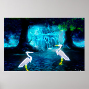 Great Egret Falls Poster