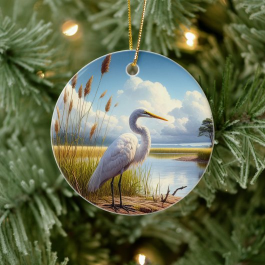 Great Egret Keepsake Keramik Ornament