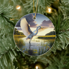 Great Egret Keepsake Keramik Ornament