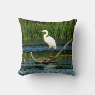 Great Egret Pose Pillow Kissen