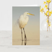 Great Egret Walking Grußkarte Karte (Gelbe Blume)