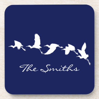 Great Egrets in Flight (Choose background color) Getränkeuntersetzer