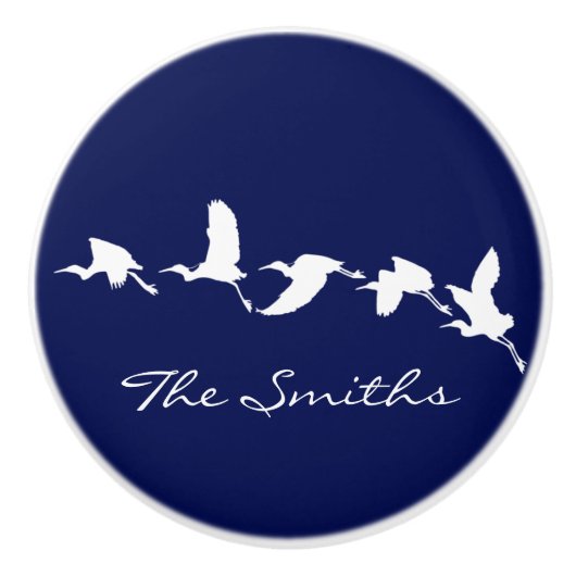 Great Egrets in Flight (Choose background color) Keramikknauf (Vorderseite)