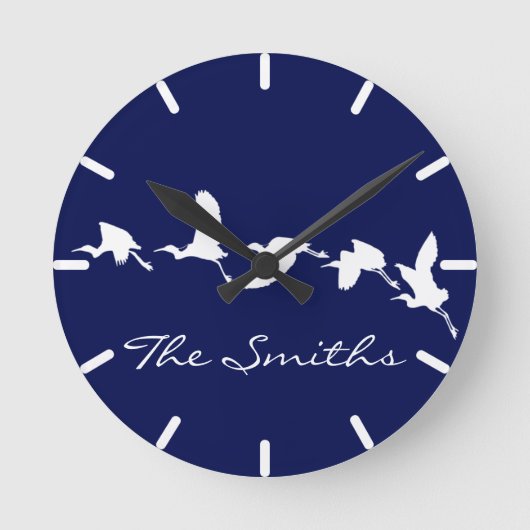 Great Egrets in Flight (Choose background color) Runde Wanduhr (Vorderseite)