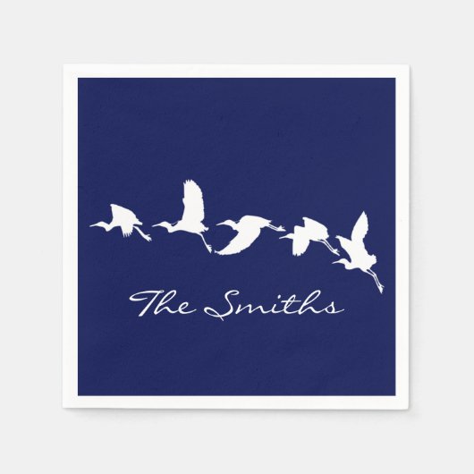 Great Egrets in Flight (Choose background color) Serviette (Vorderseite)