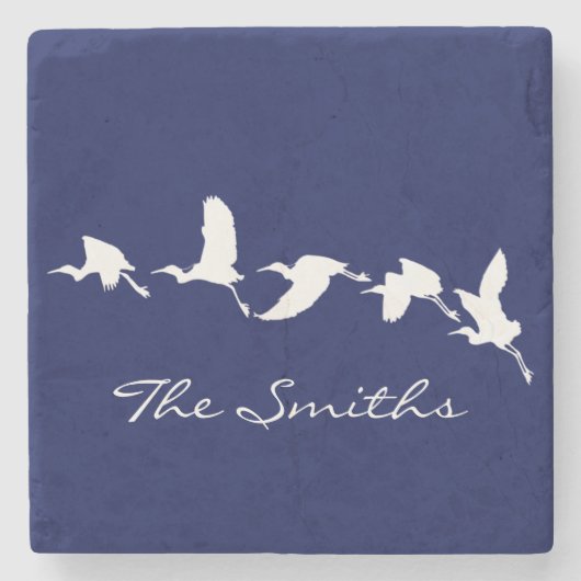 Great Egrets in Flight (Choose background color) Steinuntersetzer (Vorderseite)