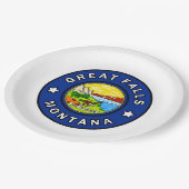 Great Falls Montana Pappteller (Schrägansicht)