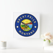 Great Falls Montana Quadratische Wanduhr (Zuhause)