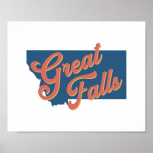 Great Falls, Montana Staat Print Poster