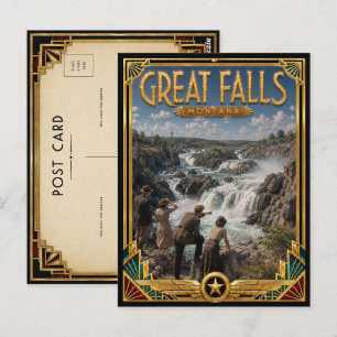 Great Falls Montana Vintage Art Deco Golden Age Postkarte