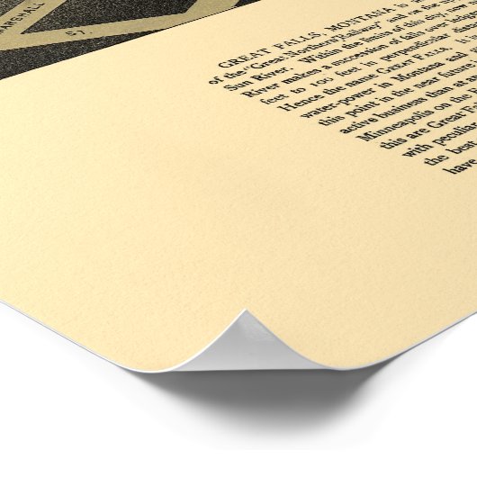 Great Falls, MT Panoramic Map - 1891 Poster (Ecke)