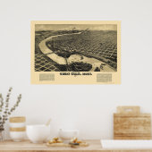 Great Falls, MT Panoramic Map - 1891 Poster (Küche)