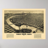 Great Falls, MT Panoramic Map - 1891 Poster (Vorne)