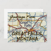 Great Falls MT Vintage Karte (Vorne/Hinten)