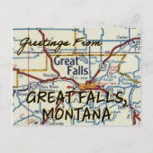 Great Falls MT Vintage Karte (Vorderseite)