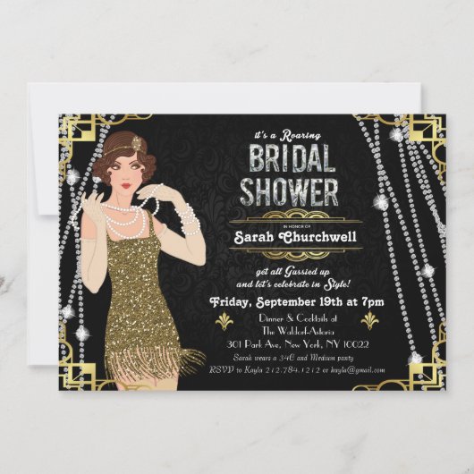 Great Flapper Bridal Dusche Einladung (Vorderseite)