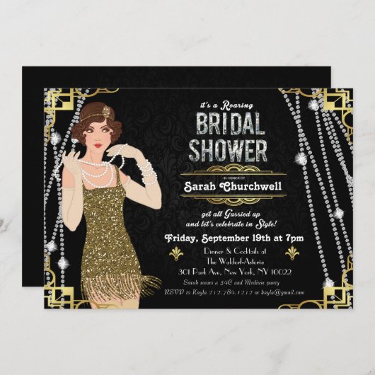 Great Flapper Bridal Dusche Einladung (Vorne/Hinten)