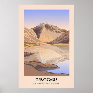 Great Gable Mountain Lake District Reiseplakat Poster