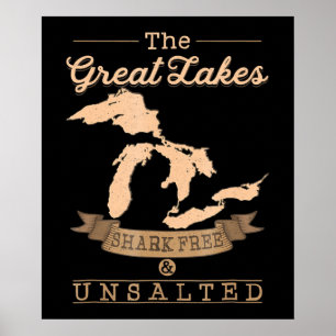 Great Gakes Shark Free, ungesalzen Michigan Gesche Poster
