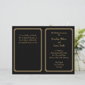 Great Gatsby Art Deco Black Gold Hochzeitsprogramm (Stehend Vorderseite)