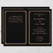 Great Gatsby Art Deco Black Gold Hochzeitsprogramm (Vorne/Hinten)