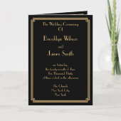 Great Gatsby Art Deco Black Gold Hochzeitsprogramm Programm (Vorderseite)