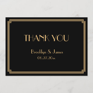 Great Gatsby Art Deco Black Wedding Dankeschön Kar Dankeskarte