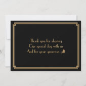 Great Gatsby Art Deco Black Wedding Dankeschön Kar Dankeskarte (Rückseite)