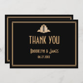 Great Gatsby Art Deco Black Wedding Dankeschön Kar Dankeskarte (Vorne/Hinten)