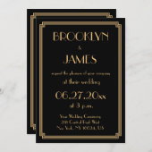 Great Gatsby Art Deco Black Wedding Einladungen (Vorne/Hinten)