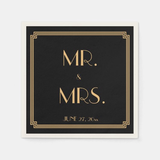 Great Gatsby Art Deco Black Wedding Napkins Serviette (Vorderseite)