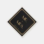Great Gatsby Art Deco Black Wedding Napkins Serviette (Ecke)