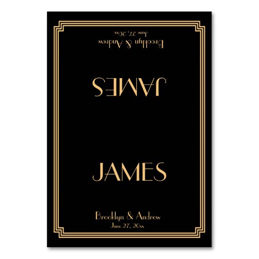 Great Gatsby Art Deco Black Wedding Platzkarten Tischnummer (Vorderseite)