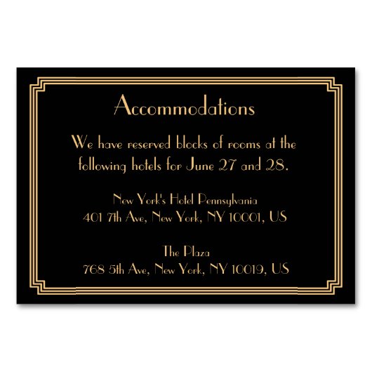 Great Gatsby Art Deco Black Wedding Unterkunft Tischnummer (Vorderseite)