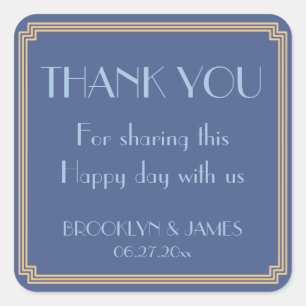 Great Gatsby Art Deco Blue Wedding Stickers