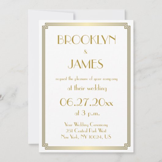 Great Gatsby Art Deco Einladungen für Hochzeiten (Vorderseite)