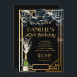 Great Gatsby  Art Deco Geburtstag Einladung<br><div class="desc">Schwarz und Gold 1920er Deko Geburtstagseinladung. Karo unsere korrespondierenden Antwortkarten und Empfang-Karten heraus.</div>