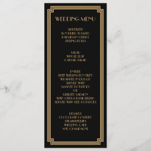 Great Gatsby Art Deco Gold Black Wedding Menü Menükarte