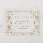 Great Gatsby Art Deco Gold White Save the Date (Vorne/Hinten)