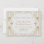 Great Gatsby Art Deco Gold White Save the Date (Vorderseite)